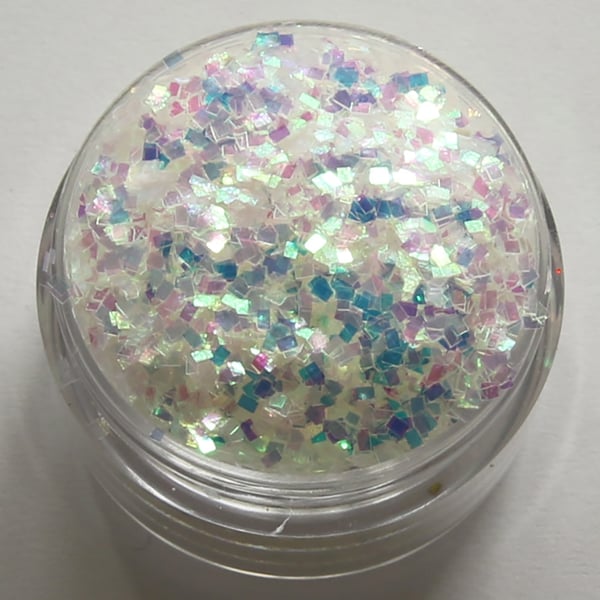 Negleglitter - Firkantet - Hvit regnbue - 8ml - Glitter