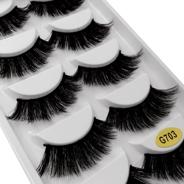 5 par falske øyevipper - 3D faux mink - G703