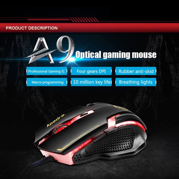 Apedra iMICE A9 USB 6 painiketta 3200 DPI