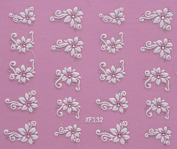 10st ark vita nageldekorationer blommor stickers