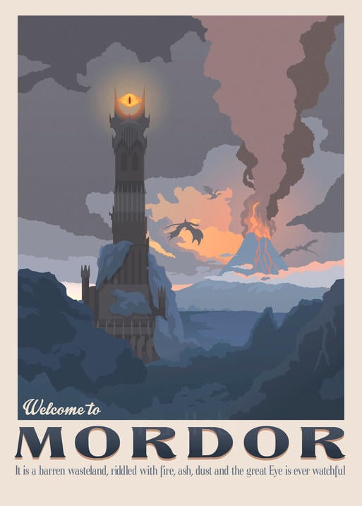 A3 Print - Ringenes Herre - Velkommen til Mordor