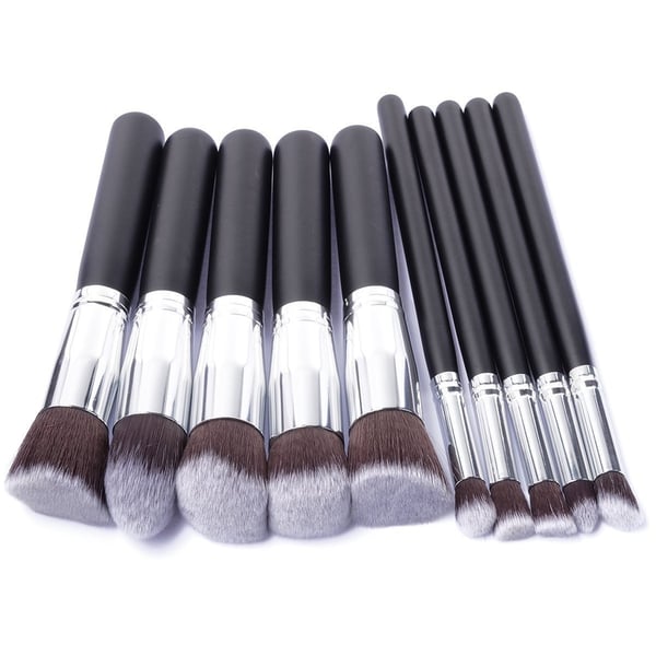 10 stk Professionelle makeup børster, makeup sæt - Sølv