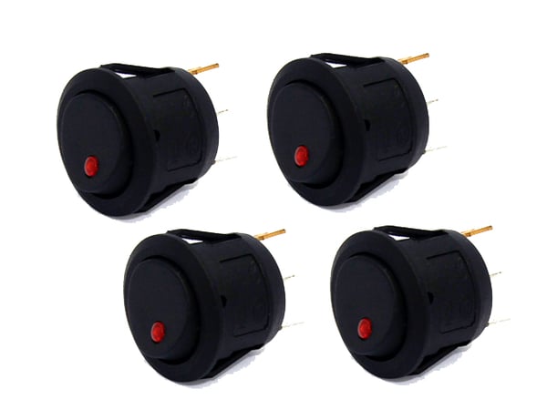 Strömbrytare 4-pack av/på vaggströmställare avbrytare m diodlyse 12v