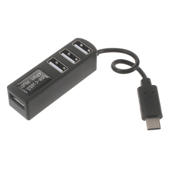 4 Ports USB 3.1 Typ C Hubb High Speed Hub SVART