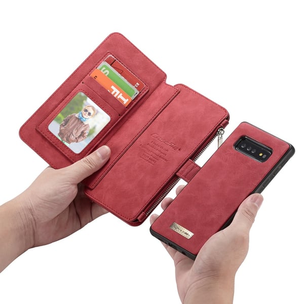 CASEME Samsung Galaxy S10+ Retro Lær Lommebok - deksel - Rød