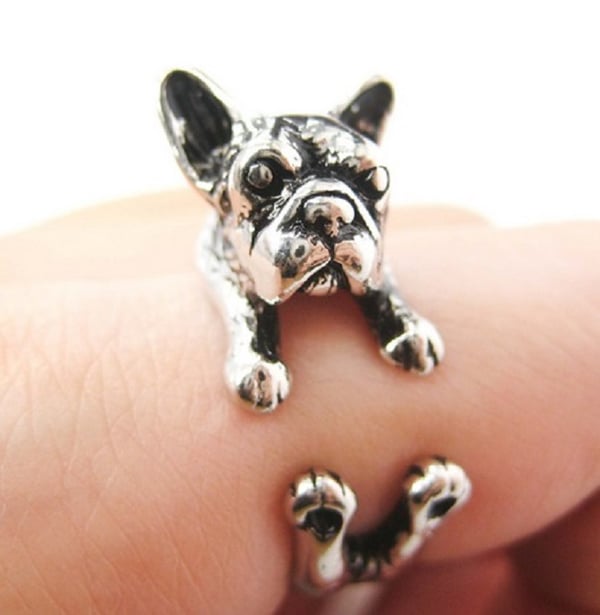 Ring Bulldogg Hund Bulldog Djurmönster Hund Bostonterrier