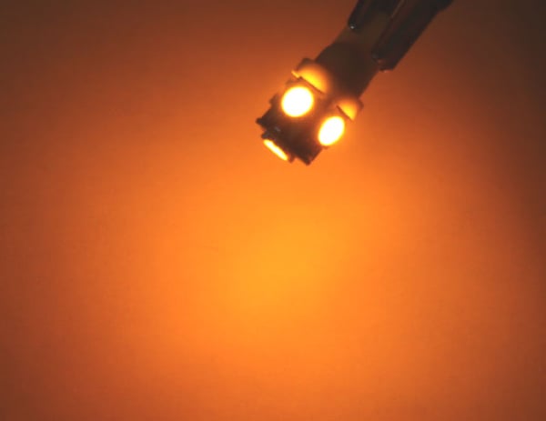 T10 w5w gulorange LED-lampor med 5 st. 5050SMD chip 12V DC, 4-pack.