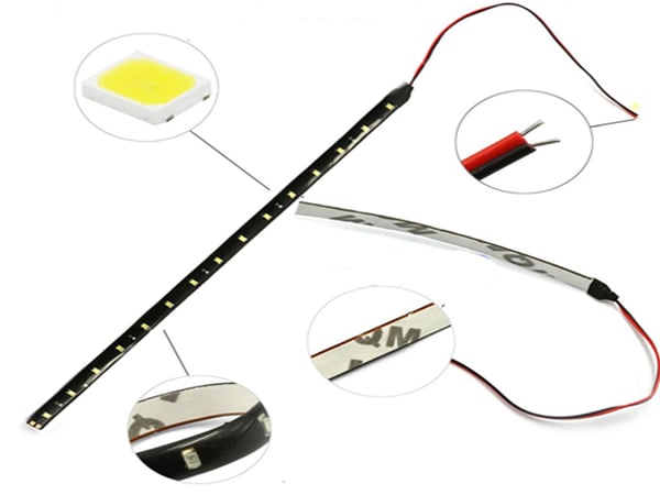 Led slinga 2st 30cm gul med 15st chip 3528SMD ledstripe styling
