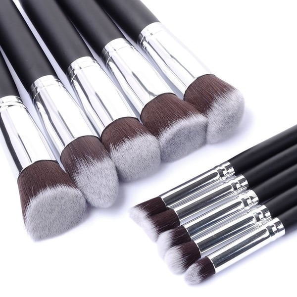 10 stk Professionelle makeup børster, makeup sæt - Sølv