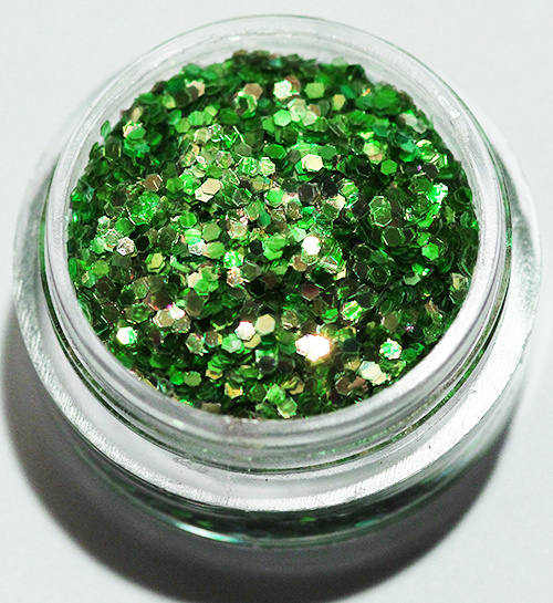 Negleglitter - Hexagon - Grønt eple - 8ml - Glitter