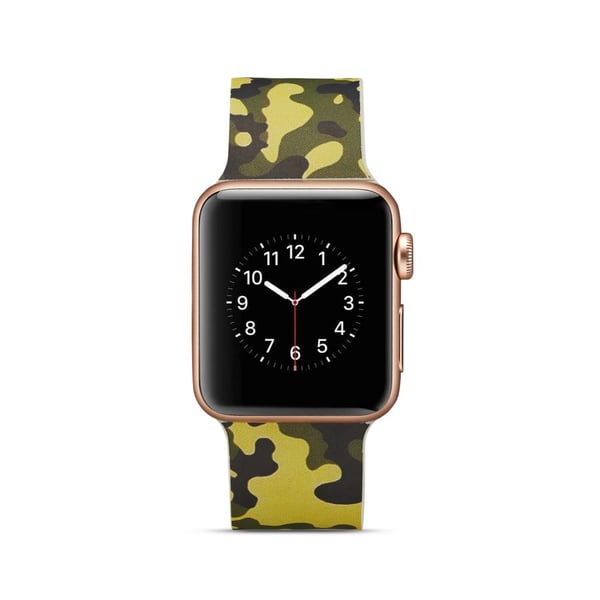 Silikon klokkerem til Apple Watch 4 44mm, 3/2/1 42mm - hærgrønn kamuflasje
