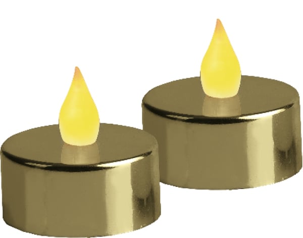 LED-lämpökynttilä Metallic Kulta 2 kpl