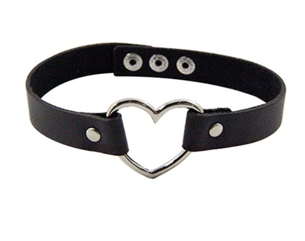 Choker - SVART - Hjärta - Goth  Rock  Punk Rollspel Vegan
