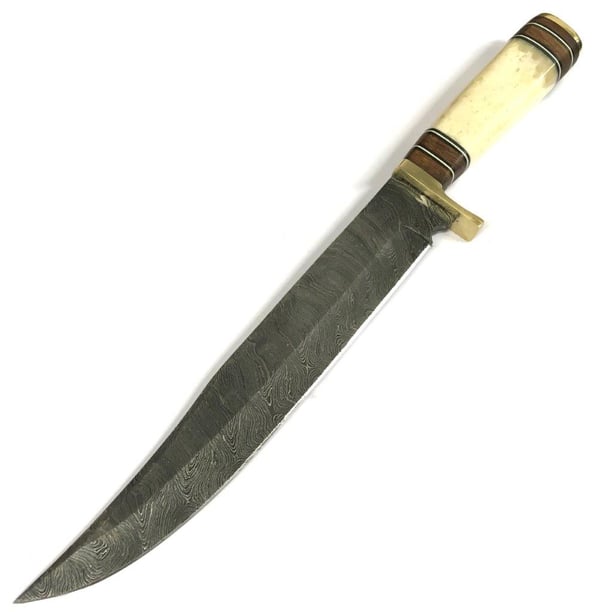 PreMax PX-106 jättimäinen damaskiteräinen Bowie-veitsi 38,5 cm – kokonaispituus 38,5 cm, terän pituus n. 26 cm, paksuus 4 mm