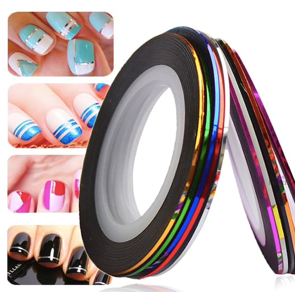 Stripeteip, negletape, neglepynt - 10 stk