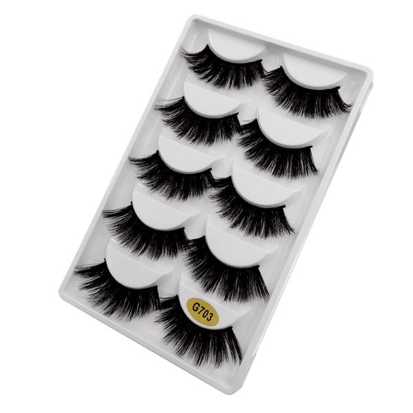 5 par falske øyevipper - 3D faux mink - G703