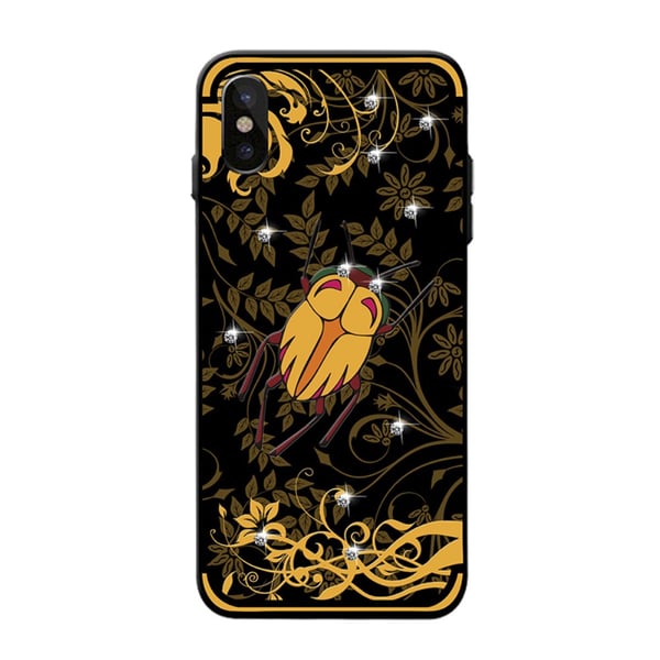 NXE Insektmønster Rhinestone Dekor TPU Cover til iPhone X - Cikade