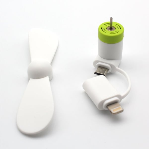 Micro USB / Lightning Fläkt - Vit