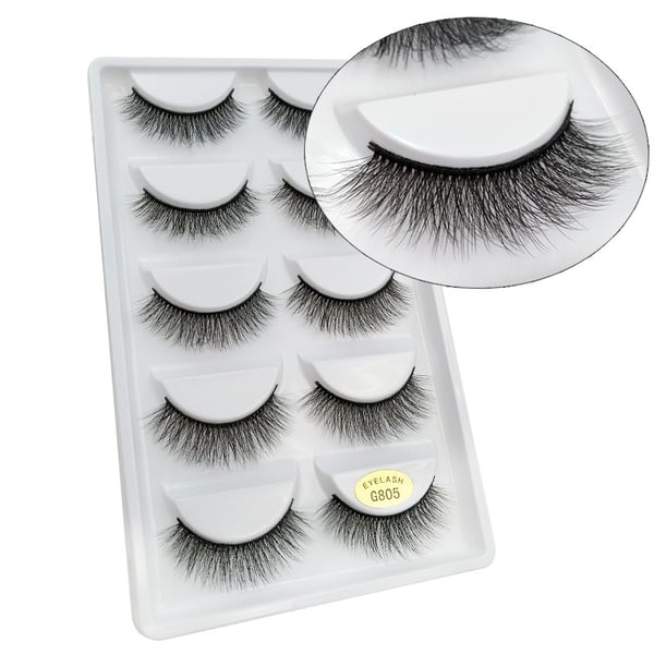 5 par falske øjenvipper - 3D faux mink - G805