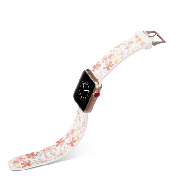 Silikon klokkerem til Apple Watch 4 44mm, 3/2/1 42mm - Blomster