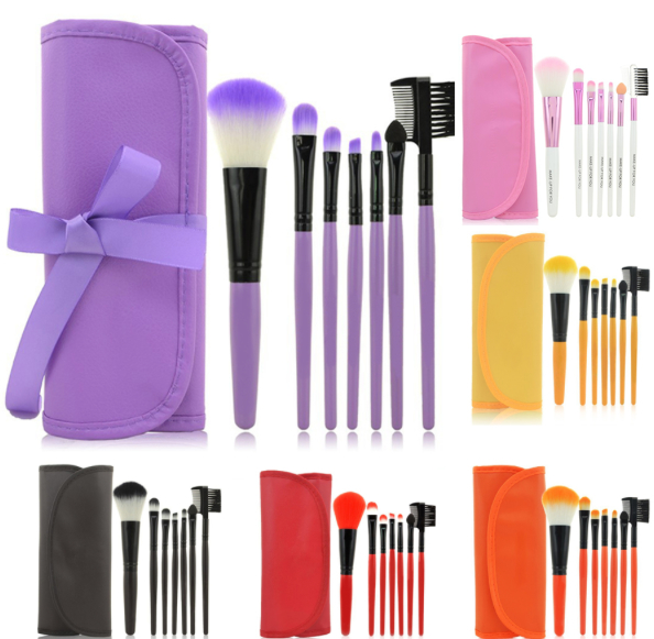 7 make-up børster, professionelt make-up sæt med etui