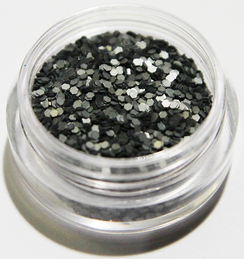 Negleglitter - Hexagon - Grå - 8ml - Glitter