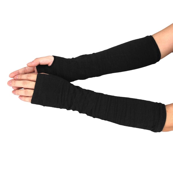 Armvarmere ensfarvede, fingerløse & lange - Sort [35cm]