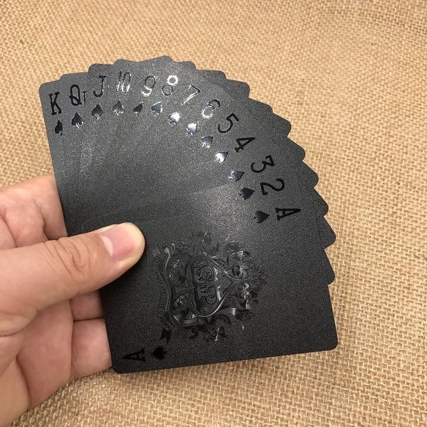 54stk Vandtæt plast sort geometri Back Poker spillekort