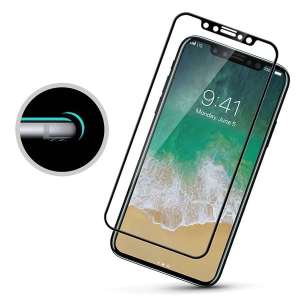 SKALO iPhone X/XS Heltäckande Skärmskydd Härdat Glas - Svart