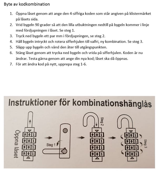 Hänglås kombinationslås 45mm