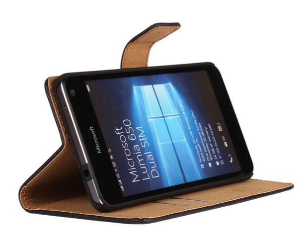 Plånboksfodral Äkta Skinn Microsoft Lumia 650