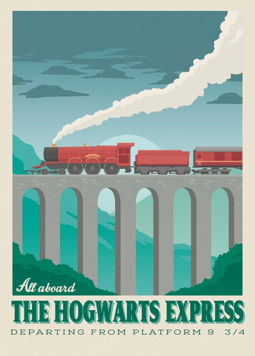 A3 Print - Harry Potter - All aboard the Hogwarts Express