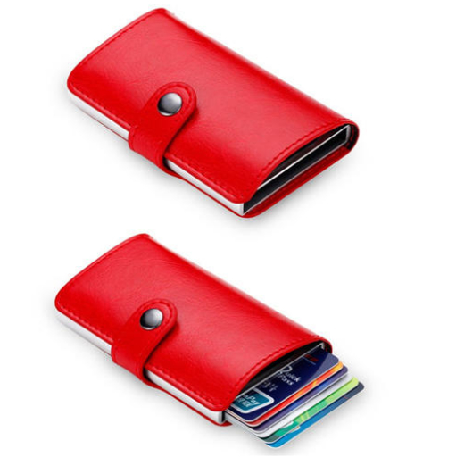 Card holder with RFID protection Banknote Aluminum and split leather