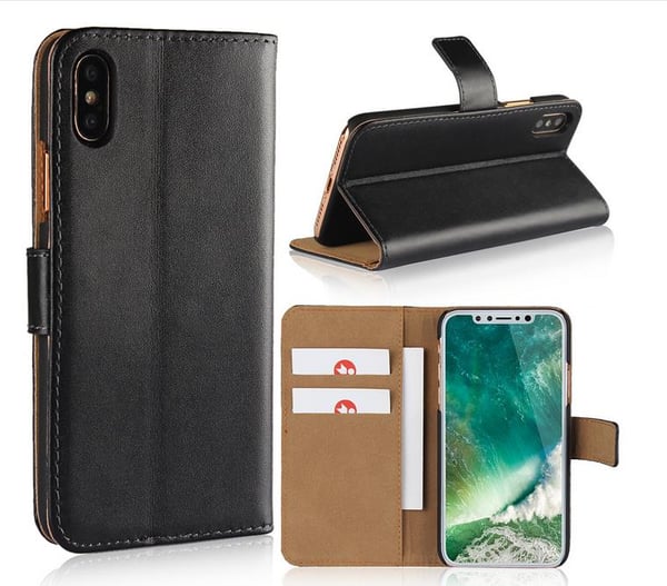 SKALO iPhone X/XS Plånboksfodral Äkta Skinn