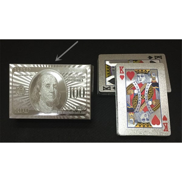 $100 sølvplast PVC Poker vanntett spillkort kortstokk