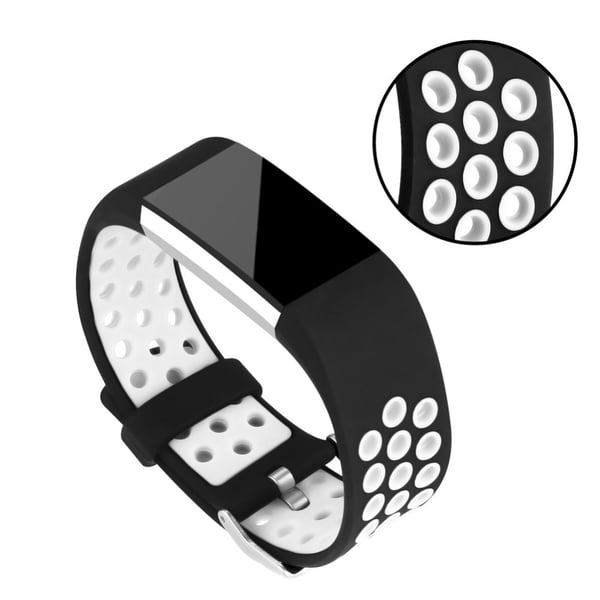 To-farvet Multihole Blød Silikone Sportsurrem til Fitbit Charge 2