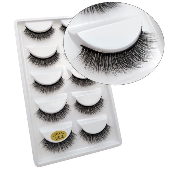 5 par falske øyevipper - 3D faux mink - G803