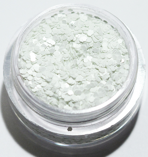 Negleglitter - Hexagon - Hvit (matt) - 8ml - Glitter
