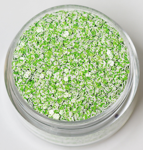 Negleglitter - Hexagon - Tofarget grønn/hvit - 8ml - Glitter