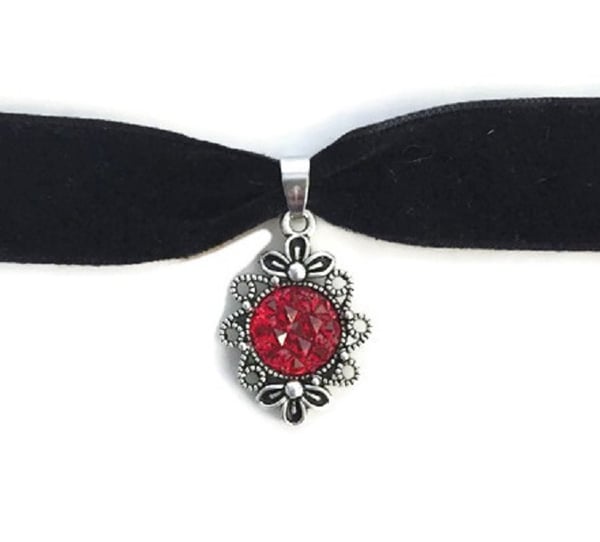 Choker Djupröd Glitter/Druz  Goth Rock Sammet velver