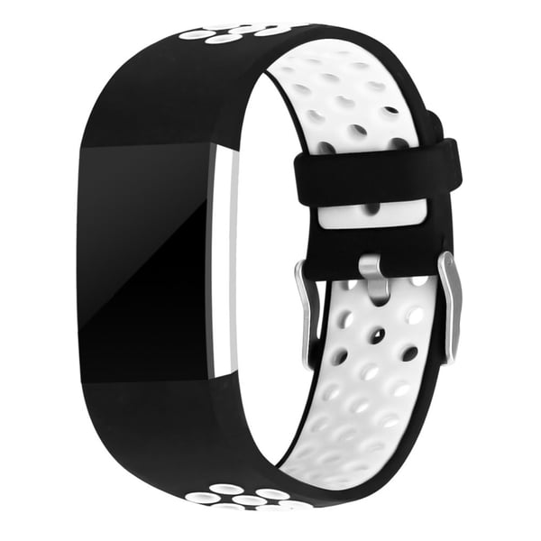 Kaksivärinen monireikäinen pehmeä silikoninen urheiluranneke Fitbit Charge 2:lle