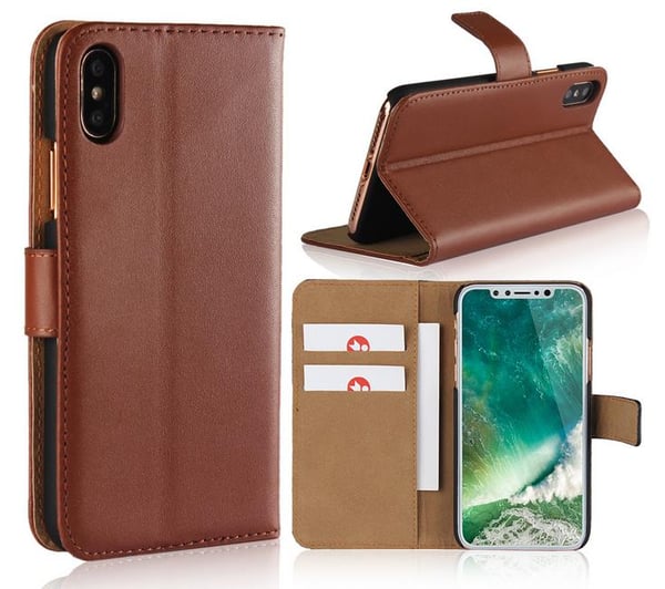 SKALO iPhone X/XS Plånboksfodral Äkta Skinn