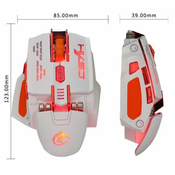 HXSJ X 200 7 knapper 4000 DPI LED USB optisk gamingmus hvid