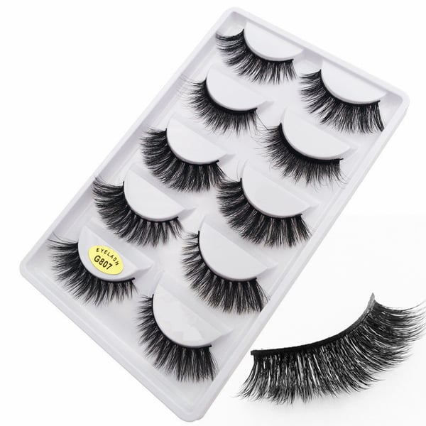 5 par falske øjenvipper - 3D faux mink - G807