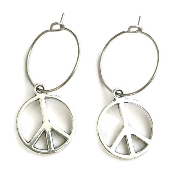 Creoler Örhängen Peace Fred Symbol - 2 storlekar