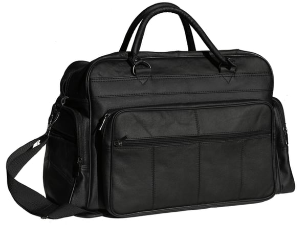 Svart weekendväska / sportbag i äkta läder