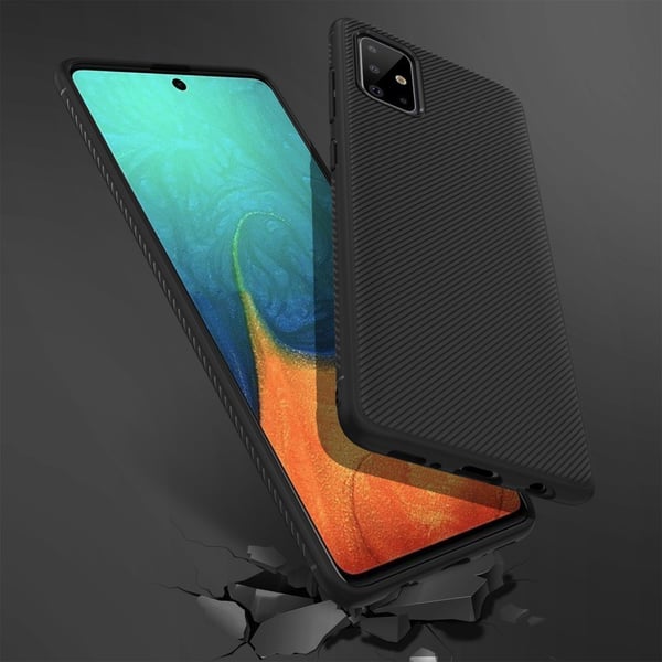 Jazz Twill Texture TPU Cover til Samsung Galaxy A71 - Sort