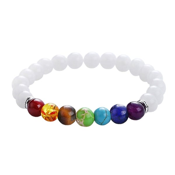 Chakra-armbånd med hvite perler