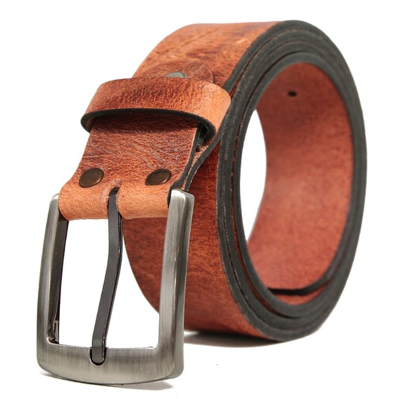 Konjaksbrunt 35mm jeansbälte i kalvläder - 85 cm (midjemått)