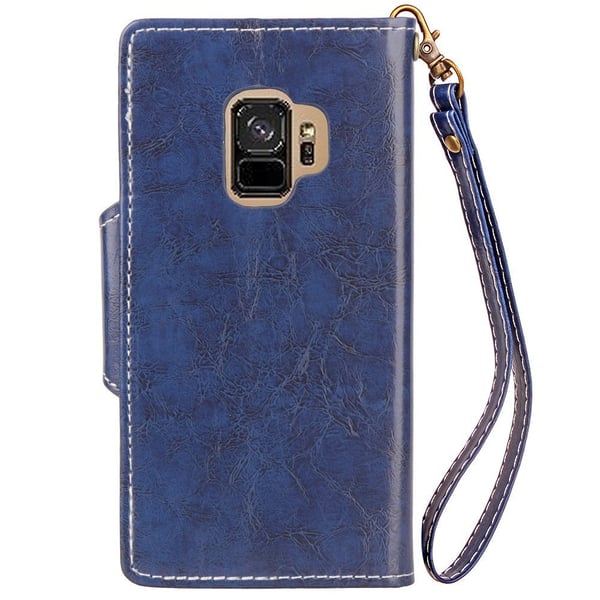 Samsung Galaxy S9 Plus - Retro Oil Kotelo Mobiililompakko - Sininen